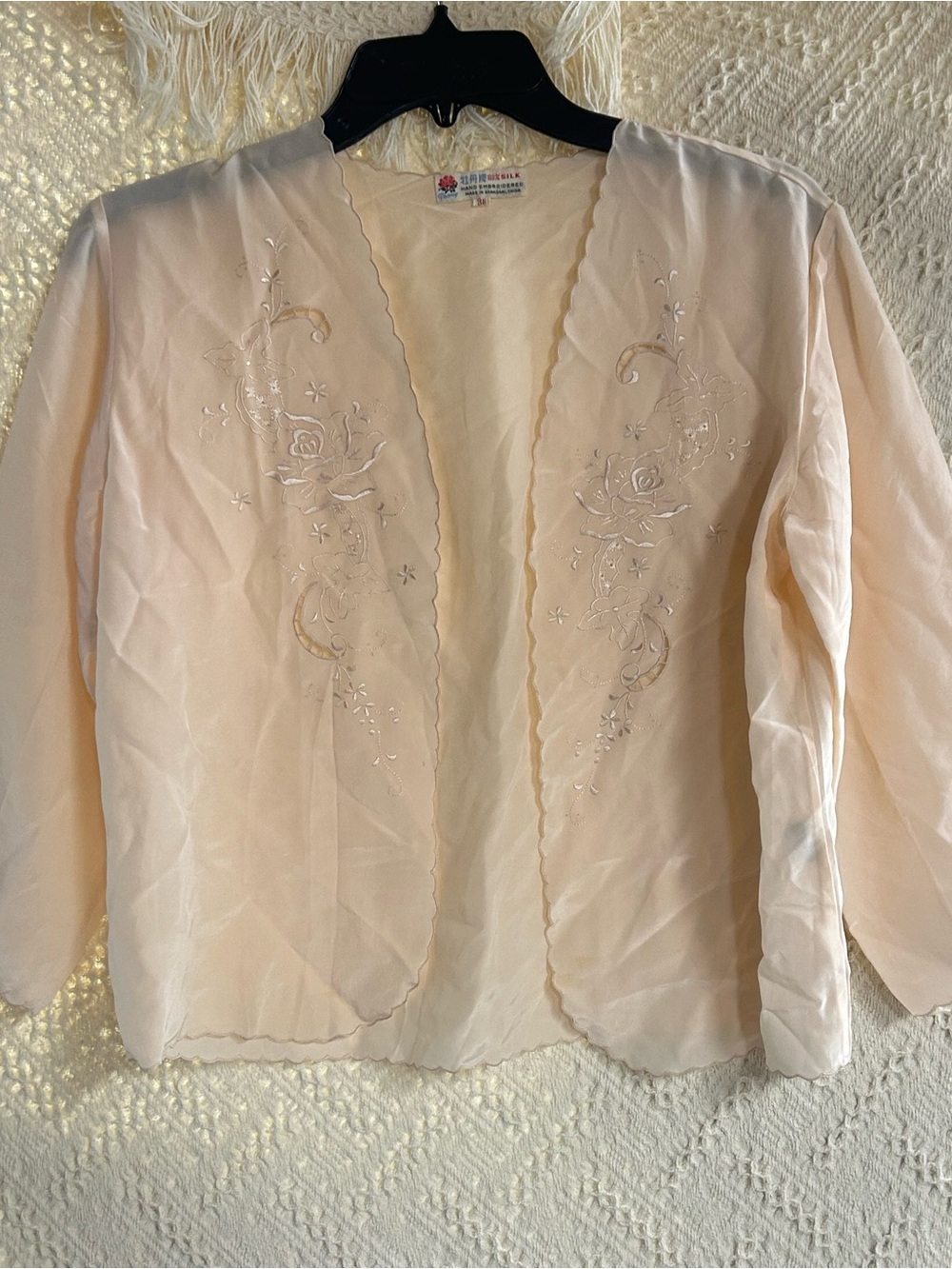 Embroidered Sheer Pink Open bolero